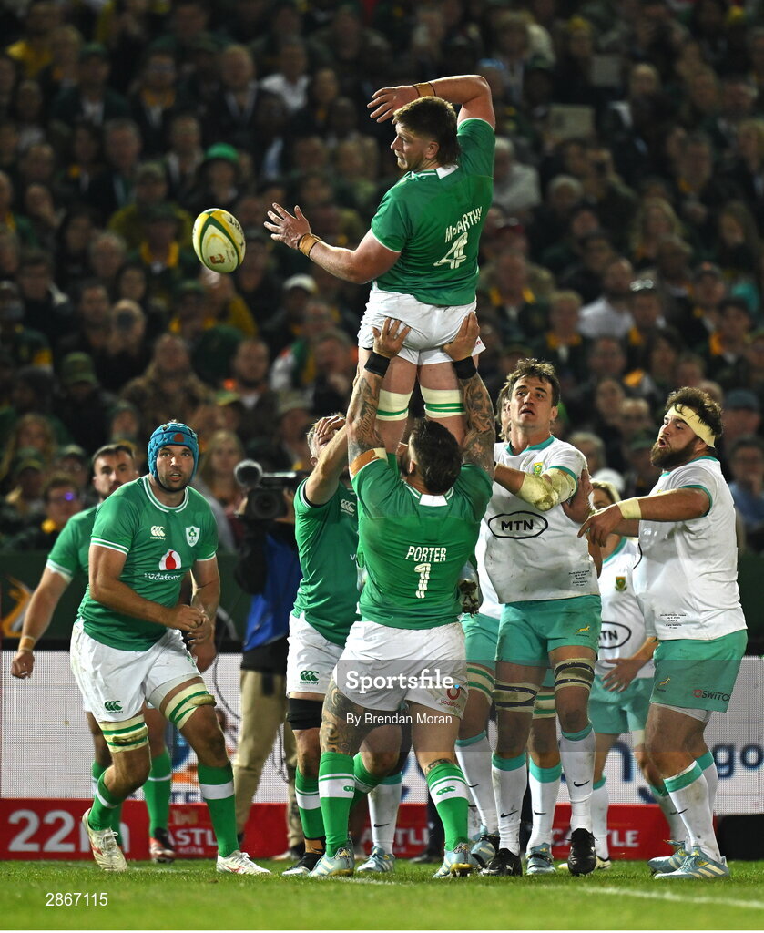 6 July 2024; Joe McCarthy of Ireland during the first test between South Africa and Ireland at Loftus Versfeld Stadium in Pretoria, South Africa. Photo by Brendan Moran/Sportsfile