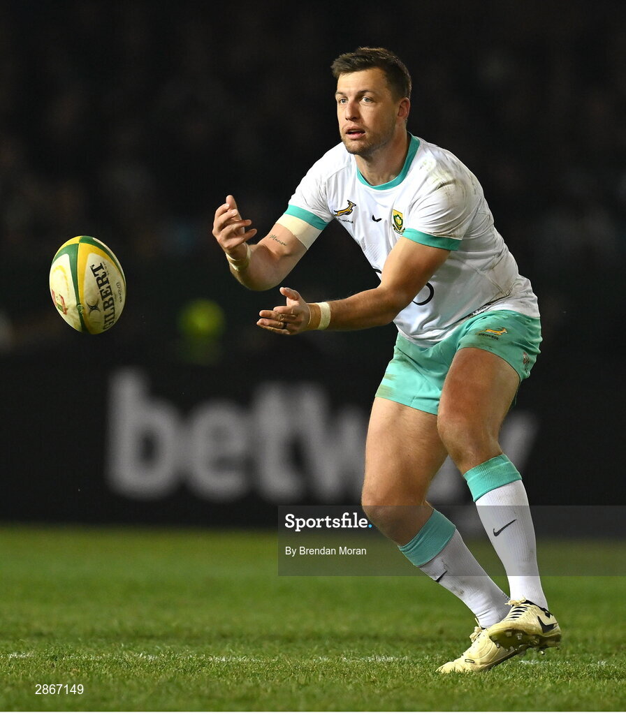6 July 2024; Handré Pollard of South Africa during the first test between South Africa and Ireland at Loftus Versfeld Stadium in Pretoria, South Africa. Photo by Brendan Moran/Sportsfile