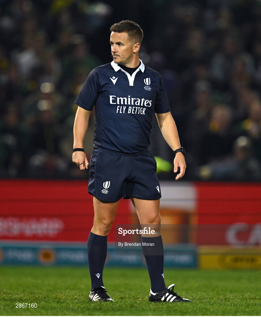6 July 2024; Referee Luke Pearce during the first test between South Africa and Ireland at Loftus Versfeld Stadium in Pretoria, South Africa. Photo by Brendan Moran/Sportsfile