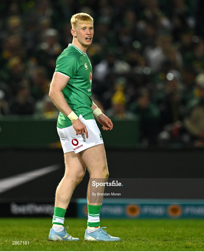 6 July 2024; Jamie Osborne of Ireland during the first test between South Africa and Ireland at Loftus Versfeld Stadium in Pretoria, South Africa. Photo by Brendan Moran/Sportsfile