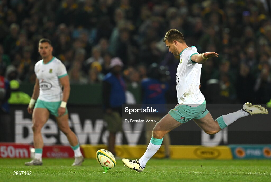 6 July 2024; Handré Pollard of South Africa during the first test between South Africa and Ireland at Loftus Versfeld Stadium in Pretoria, South Africa. Photo by Brendan Moran/Sportsfile
