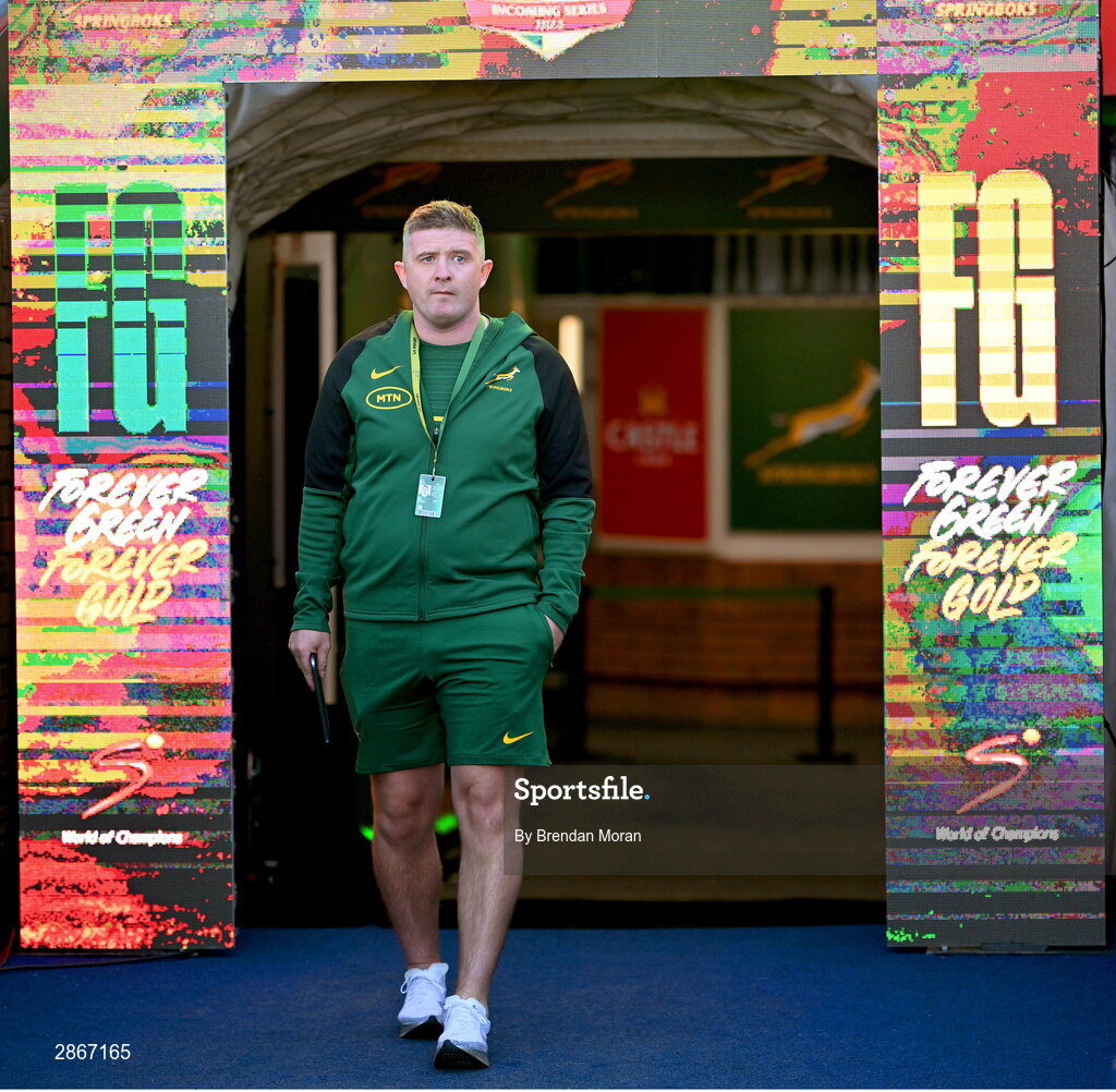 6 July 2024; South Africa performance analyst Paddy Sullivan before the first test between South Africa and Ireland at Loftus Versfeld Stadium in Pretoria, South Africa. Photo by Brendan Moran/Sportsfile