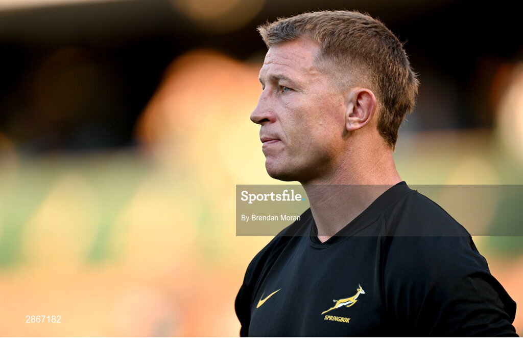6 July 2024; South Africa defence coach Jerry Flannery before the first test between South Africa and Ireland at Loftus Versfeld Stadium in Pretoria, South Africa. Photo by Brendan Moran/Sportsfile