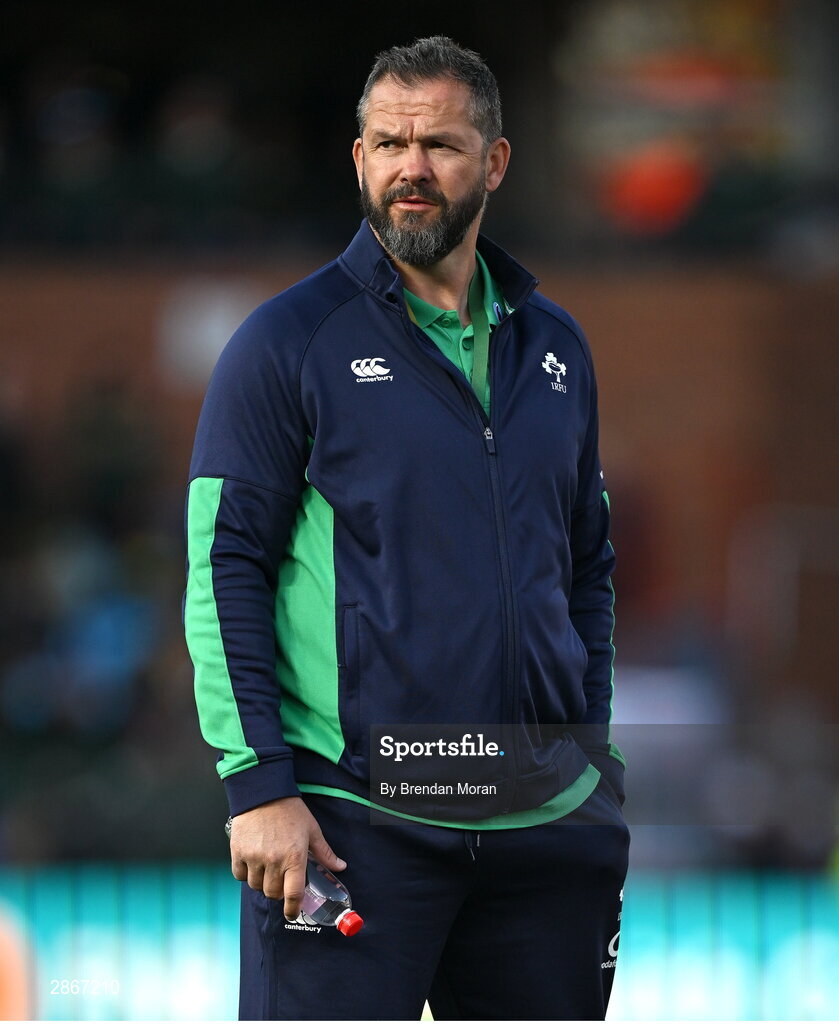 6 July 2024; Ireland head coach Andy Farrell before the first test between South Africa and Ireland at Loftus Versfeld Stadium in Pretoria, South Africa. Photo by Brendan Moran/Sportsfile