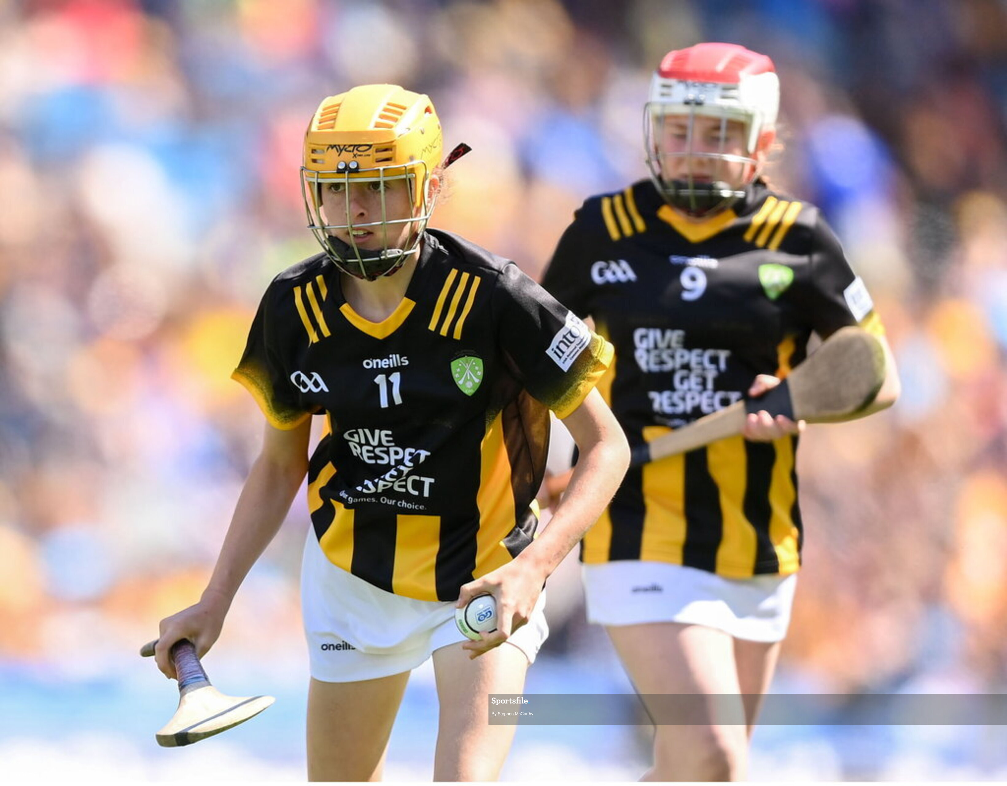 6 July 2024; Caitlin Griffith, Screen NS, Enniscorthy, Wexford, representing Kilkenny, during the GAA INTO Cumann na mBunscol Respect Exhibition Go Games at the GAA Hurling All-Ireland Senior Championship semi-final match between Kilkenny and Clare at Croke Park in Dublin. Photo by Stephen McCarthy/Sportsfile
