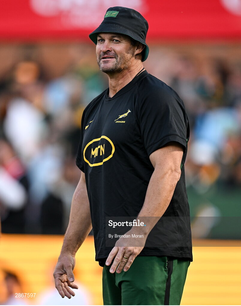 6 July 2024; South Africa scrum coach Daan Human before the first test between South Africa and Ireland at Loftus Versfeld Stadium in Pretoria, South Africa. Photo by Brendan Moran/Sportsfile