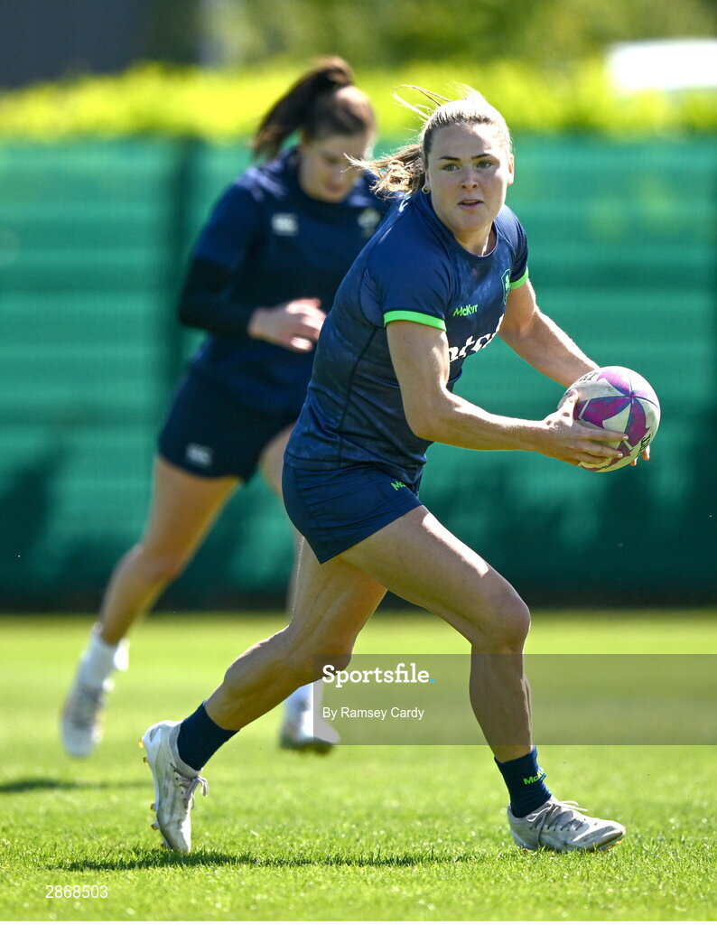8 July 2024; Beibhinn Parsons during the Team Ireland Paris 2024 team training for Rugby Sevens ahead of the Paris 2024 Olympic Games at the IRFU Outdoor Pitch on the Sport Ireland Campus in Dublin. Photo by Ramsey Cardy/Sportsfile