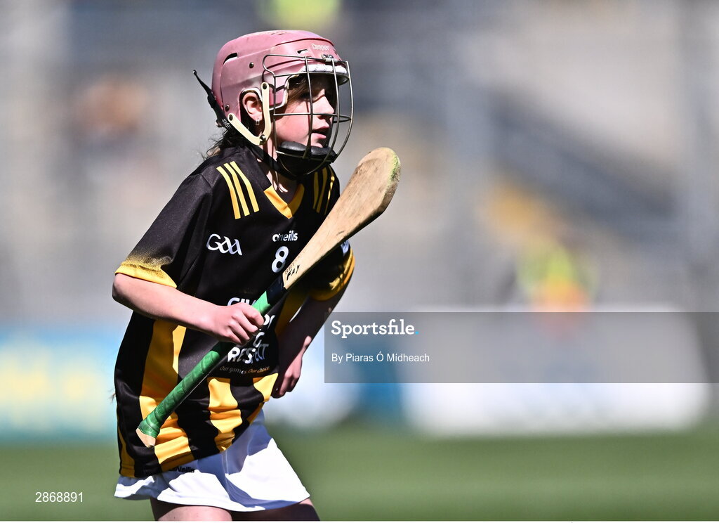 6 July 2024; Faye O'Connell, Rathnure NS, Rathnure, Wexford, representing Kilkenny during the GAA INTO Cumann na mBunscol Respect Exhibition Go Games at the GAA Hurling All-Ireland Senior Championship semi-final match between Kilkenny and Clare at Croke Park in Dublin. Photo by Piaras Ó Mídheach/Sportsfile