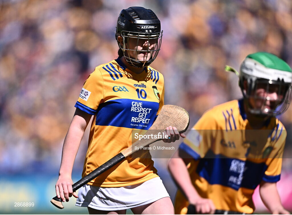 6 July 2024; Amie Keating, Crubany NS, Crubany, Cavan, representing Clare during the GAA INTO Cumann na mBunscol Respect Exhibition Go Games at the GAA Hurling All-Ireland Senior Championship semi-final match between Kilkenny and Clare at Croke Park in Dublin. Photo by Piaras Ó Mídheach/Sportsfile