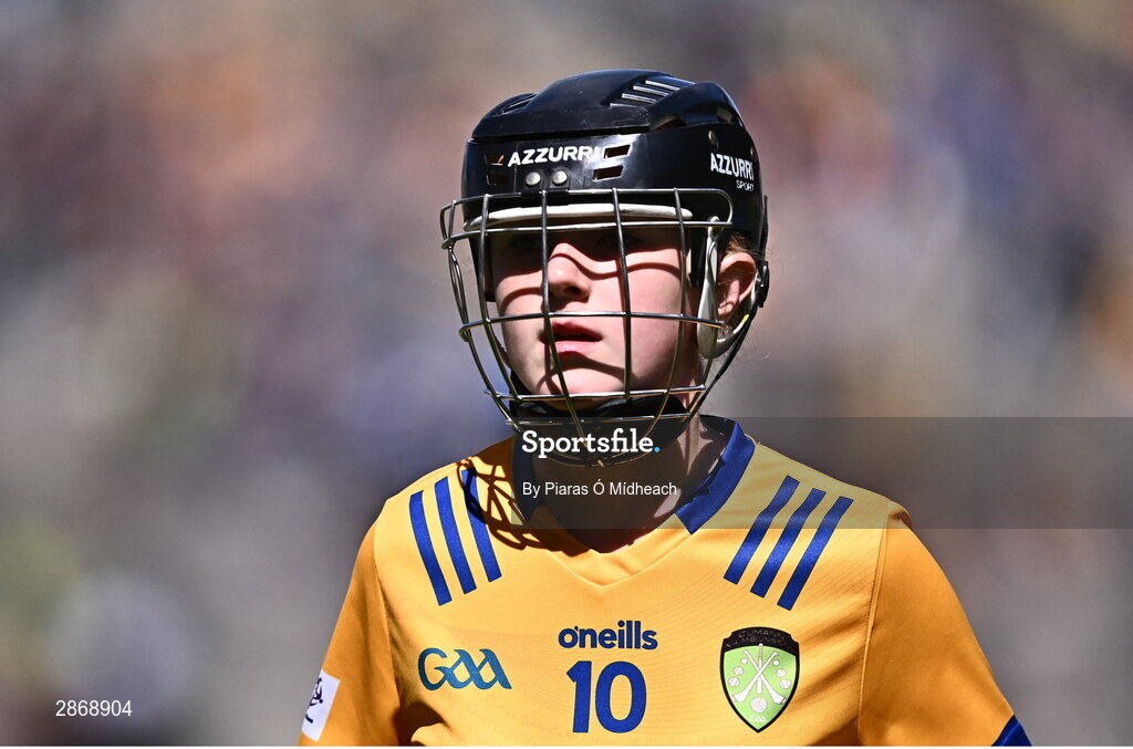6 July 2024; Amie Keating, Crubany NS, Crubany, Cavan, representing Clare during the GAA INTO Cumann na mBunscol Respect Exhibition Go Games at the GAA Hurling All-Ireland Senior Championship semi-final match between Kilkenny and Clare at Croke Park in Dublin. Photo by Piaras Ó Mídheach/Sportsfile