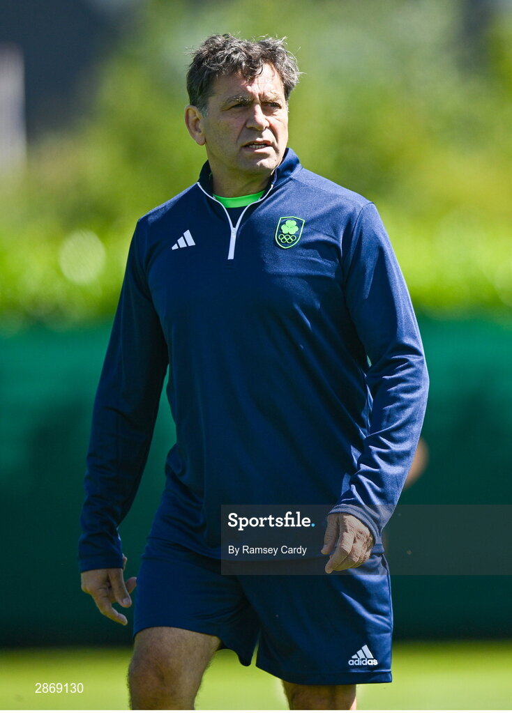 8 July 2024; Performance Director David Nucifora during the Team Ireland Paris 2024 team training for Rugby Sevens ahead of the Paris 2024 Olympic Games at the IRFU Outdoor Pitch on the Sport Ireland Campus in Dublin. Photo by Ramsey Cardy/Sportsfile