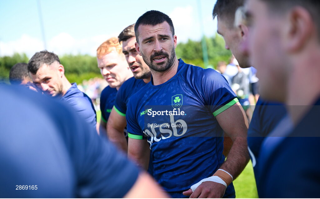 8 July 2024; Harry McNulty during the Team Ireland Paris 2024 team training for Rugby Sevens ahead of the Paris 2024 Olympic Games at the IRFU Outdoor Pitch on the Sport Ireland Campus in Dublin. Photo by Ramsey Cardy/Sportsfile