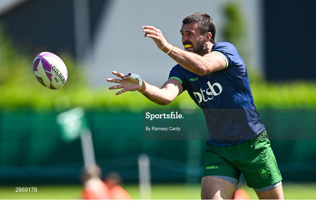8 July 2024; Harry McNulty during the Team Ireland Paris 2024 team training for Rugby Sevens ahead of the Paris 2024 Olympic Games at the IRFU Outdoor Pitch on the Sport Ireland Campus in Dublin. Photo by Ramsey Cardy/Sportsfile