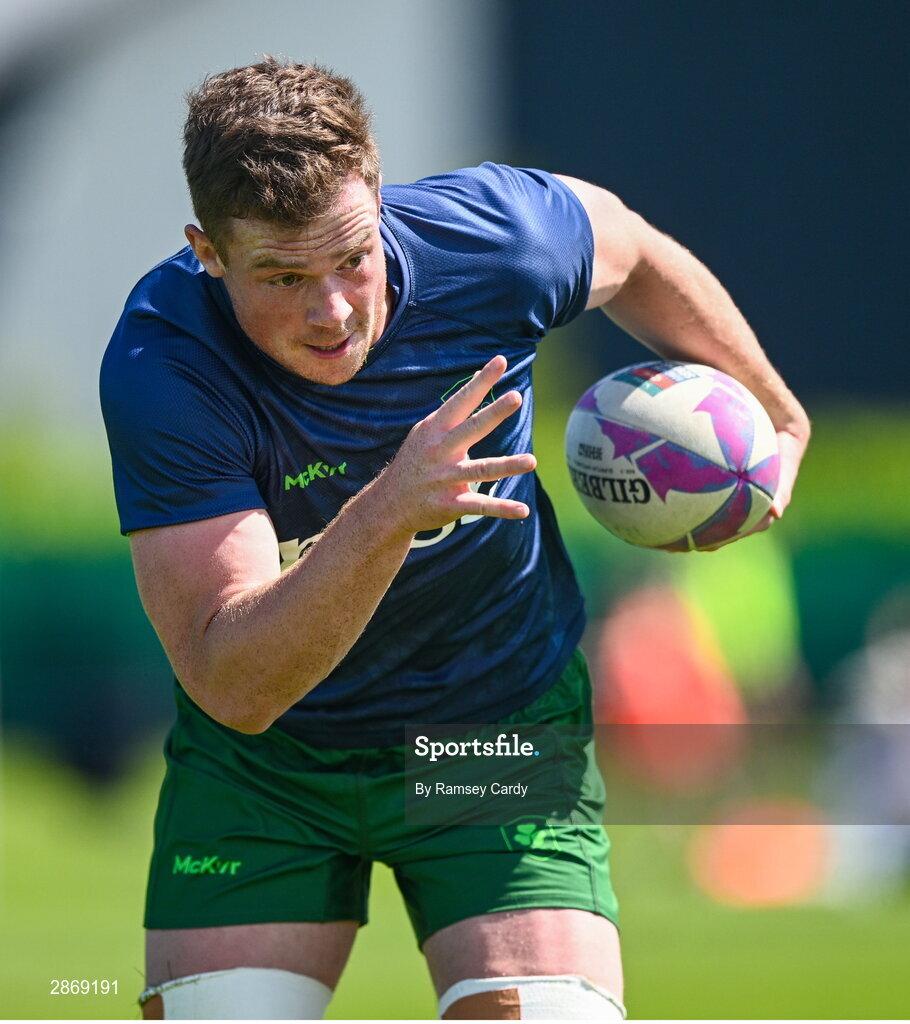 8 July 2024; Zac Ward during the Team Ireland Paris 2024 team training for Rugby Sevens ahead of the Paris 2024 Olympic Games at the IRFU Outdoor Pitch on the Sport Ireland Campus in Dublin. Photo by Ramsey Cardy/Sportsfile