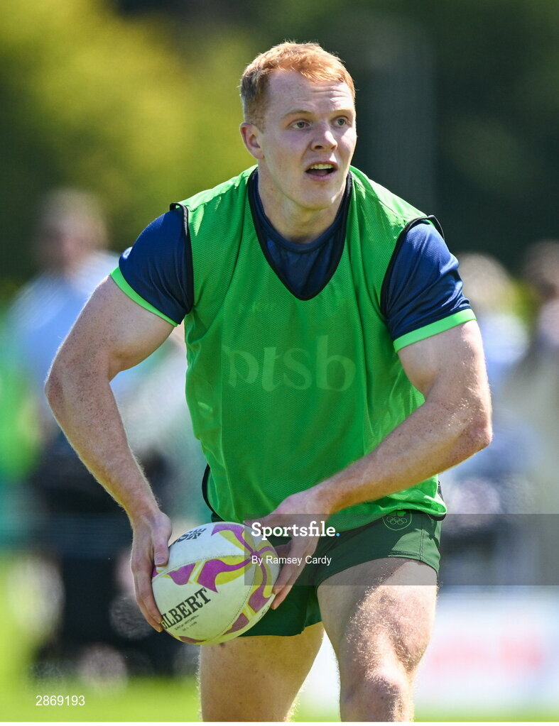8 July 2024; Gavin Mullin during the Team Ireland Paris 2024 team training for Rugby Sevens ahead of the Paris 2024 Olympic Games at the IRFU Outdoor Pitch on the Sport Ireland Campus in Dublin. Photo by Ramsey Cardy/Sportsfile