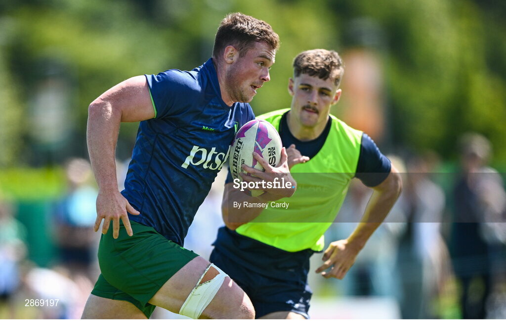 8 July 2024; Zac Ward during the Team Ireland Paris 2024 team training for Rugby Sevens ahead of the Paris 2024 Olympic Games at the IRFU Outdoor Pitch on the Sport Ireland Campus in Dublin. Photo by Ramsey Cardy/Sportsfile