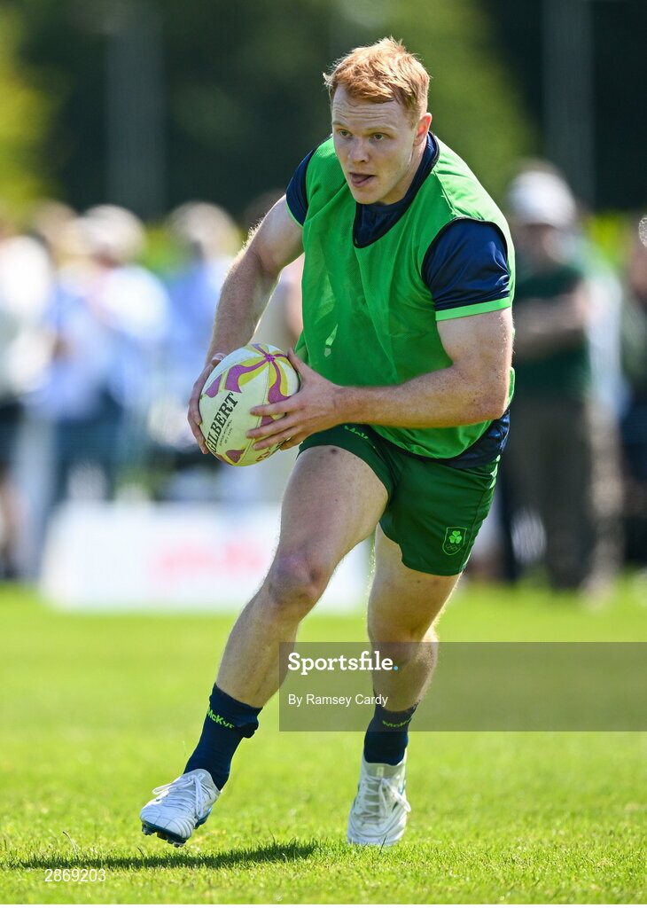 8 July 2024; Gavin Mullin during the Team Ireland Paris 2024 team training for Rugby Sevens ahead of the Paris 2024 Olympic Games at the IRFU Outdoor Pitch on the Sport Ireland Campus in Dublin. Photo by Ramsey Cardy/Sportsfile