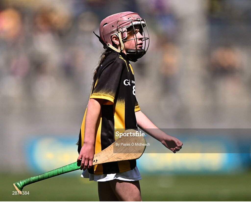 6 July 2024; Faye O'Connell, Rathnure NS, Rathnure, Wexford, representing Kilkenny during the GAA INTO Cumann na mBunscol Respect Exhibition Go Games at the GAA Hurling All-Ireland Senior Championship semi-final match between Kilkenny and Clare at Croke Park in Dublin. Photo by Piaras Ó Mídheach/Sportsfile
