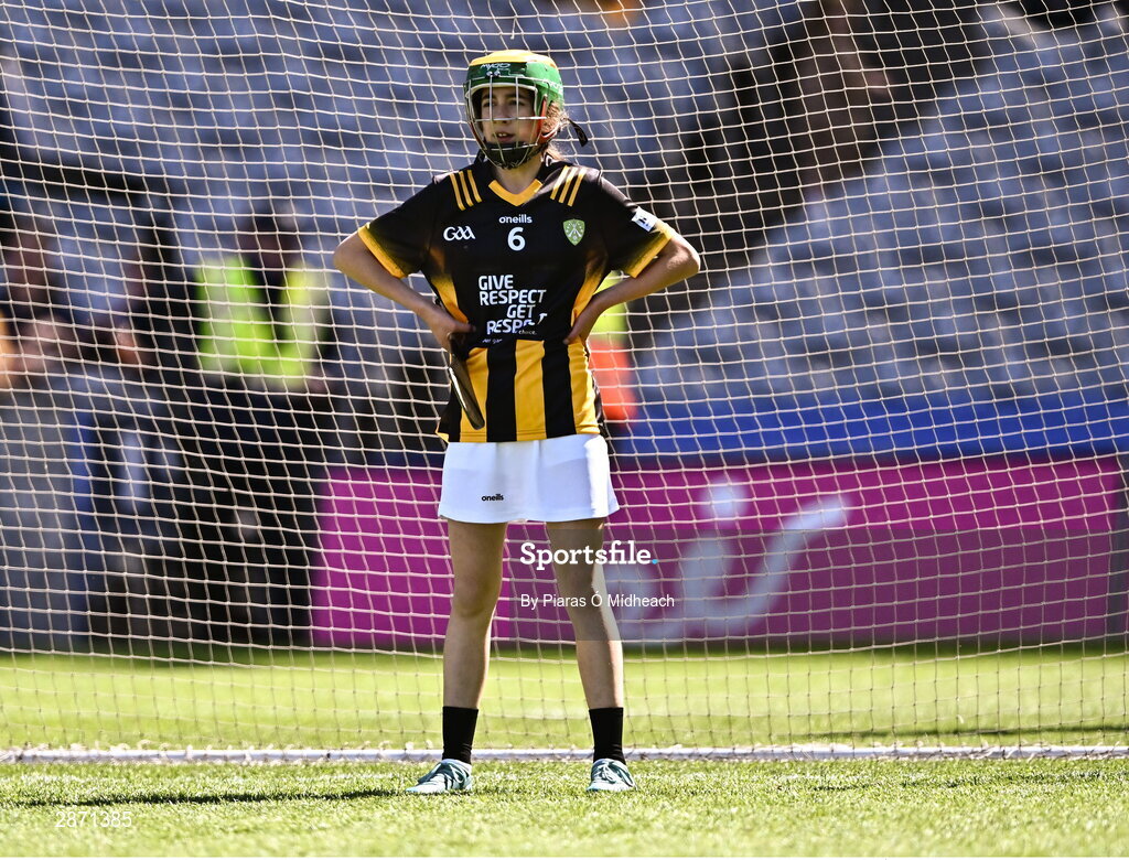 6 July 2024; Liliane Picovici, Ballinabranna NS, Ballinabranna, Carlow, representing Kilkenny during the GAA INTO Cumann na mBunscol Respect Exhibition Go Games at the GAA Hurling All-Ireland Senior Championship semi-final match between Kilkenny and Clare at Croke Park in Dublin. Photo by Piaras Ó Mídheach/Sportsfile