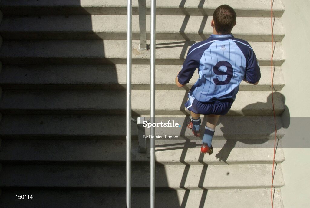 1 August 2004; Darren Magee, Dublin, walks up the steps to enter the pitch. Bank of Ireland All-Ireland Football Championship, Round 4, Dublin v Roscommon, Croke Park, Dublin. Picture credit; Damien Eagers / SPORTSFILE