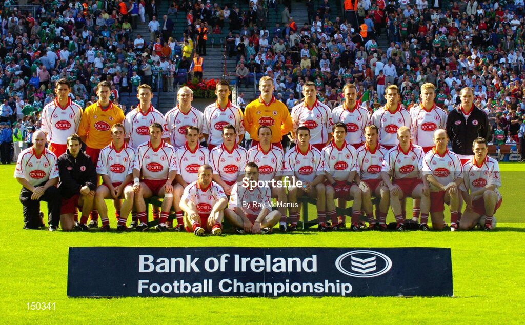7 August 2004; The Tyrone panel. Bank of Ireland All-Ireland Senior Football Championship Quarter Final, Mayo v Tyrone, Croke Park, Dublin. Picture credit; Ray McManus / SPORTSFILE