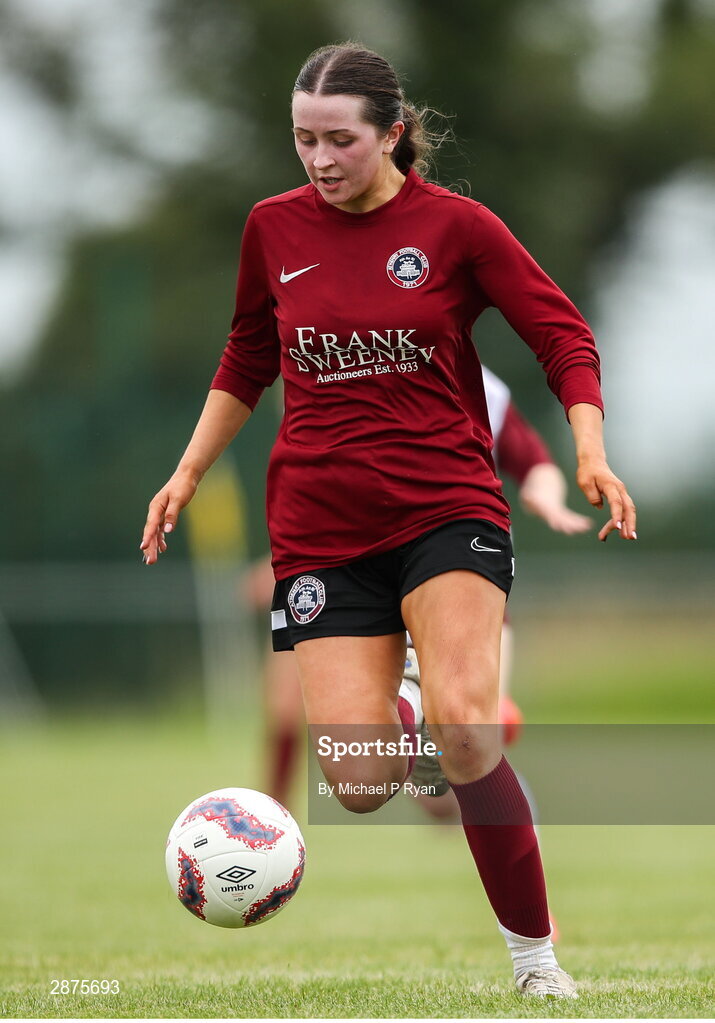 14 July 2024; Kerri O'Driscoll of Athenry during the FAI Women's Under 17 Cup final match between Athenry and Killester Donnycarney FC at Mullingar Athletic FC in Gainstown, Westmeath. Photo by Michael P Ryan/Sportsfile