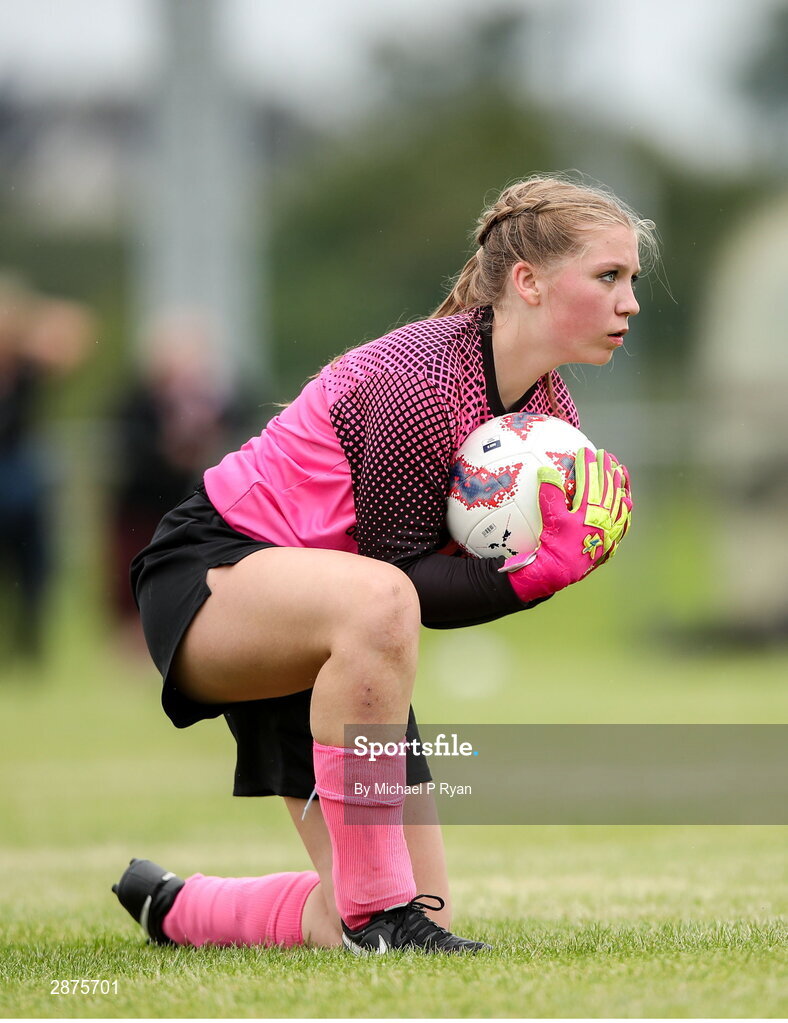 14 July 2024; Killester Donnycarney FC goalkeeper Cadence Daly during the FAI Women's Under 17 Cup final match between Athenry and Killester Donnycarney FC at Mullingar Athletic FC in Gainstown, Westmeath. Photo by Michael P Ryan/Sportsfile