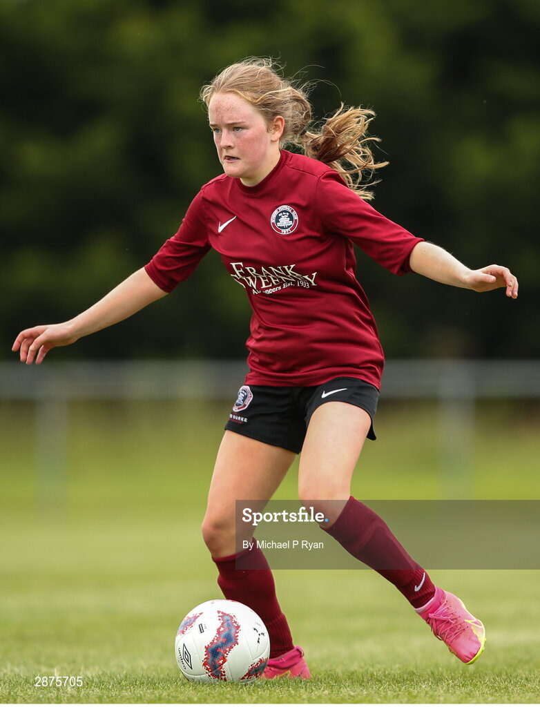 14 July 2024; Clodagh Crowley of Athenry during the FAI Women's Under 17 Cup final match between Athenry and Killester Donnycarney FC at Mullingar Athletic FC in Gainstown, Westmeath. Photo by Michael P Ryan/Sportsfile
