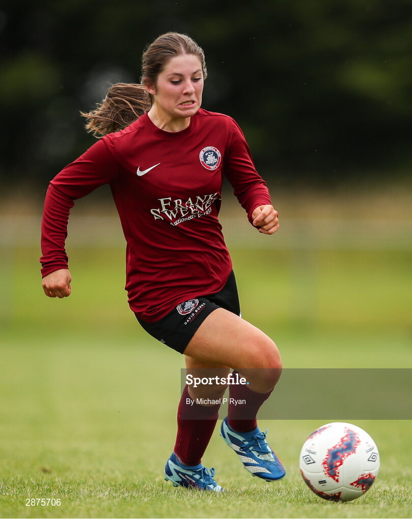 14 July 2024; Mollie Noone of Athenry during the FAI Women's Under 17 Cup final match between Athenry and Killester Donnycarney FC at Mullingar Athletic FC in Gainstown, Westmeath. Photo by Michael P Ryan/Sportsfile