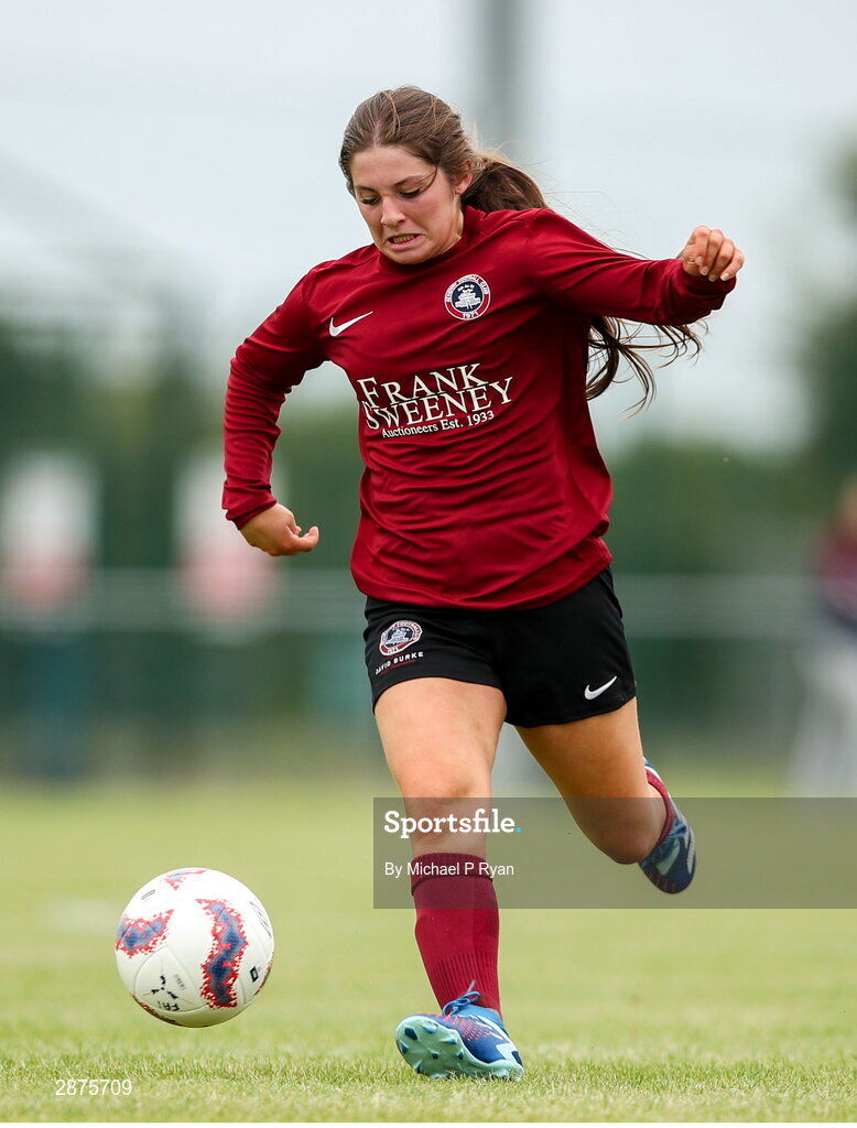14 July 2024; Mollie Noone of Athenry during the FAI Women's Under 17 Cup final match between Athenry and Killester Donnycarney FC at Mullingar Athletic FC in Gainstown, Westmeath. Photo by Michael P Ryan/Sportsfile