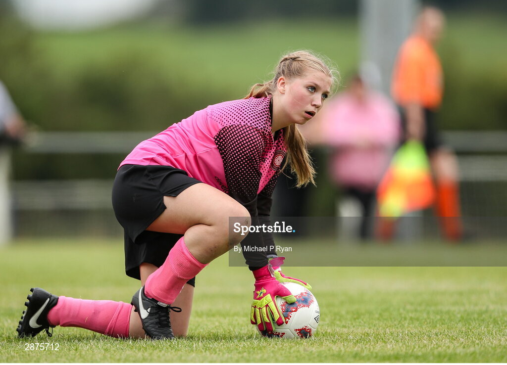 14 July 2024; Killester Donnycarney FC goalkeeper Cadence Daly during the FAI Women's Under 17 Cup final match between Athenry and Killester Donnycarney FC at Mullingar Athletic FC in Gainstown, Westmeath. Photo by Michael P Ryan/Sportsfile