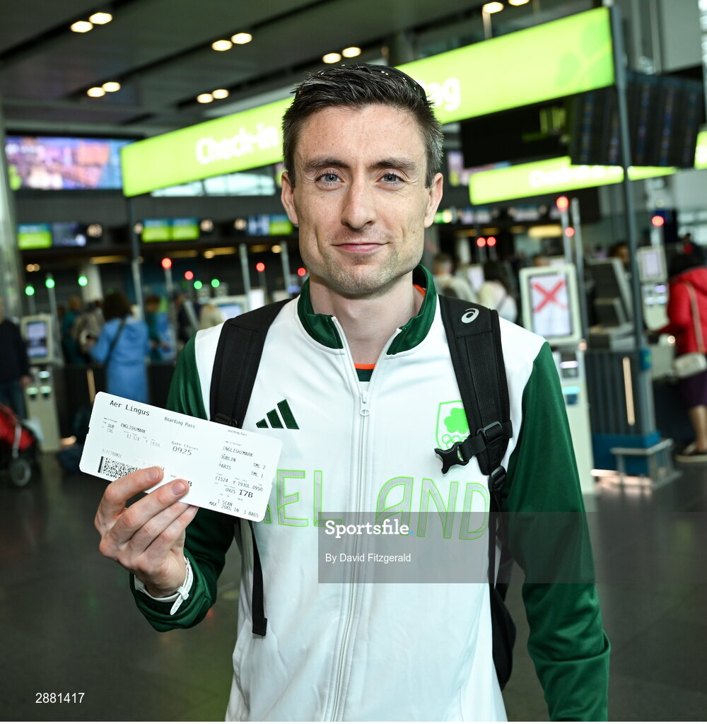 19 July 2024; Athlete Mark English at Dublin Airport as members of Team Ireland Depart for the 2024 Paris Olympic Games. Photo by David Fitzgerald/Sportsfile