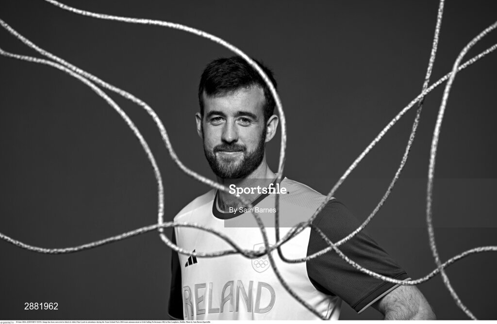 18 June 2024; (EDITOR'S NOTE; Image has been converted to black & white) Finn Lynch in attendance during the Team Ireland Paris 2024 team announcement at Irish Sailing Performance HQ in Dun Laoghaire, Dublin. Photo by Sam Barnes/Sportsfile