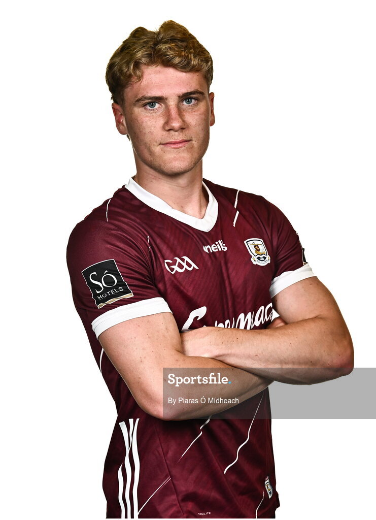 18 July 2024; Sam O'Neill during a Galway football squad portrait session at Pearse Stadium in Galway. Photo by Piaras Ó Mídheach/Sportsfile