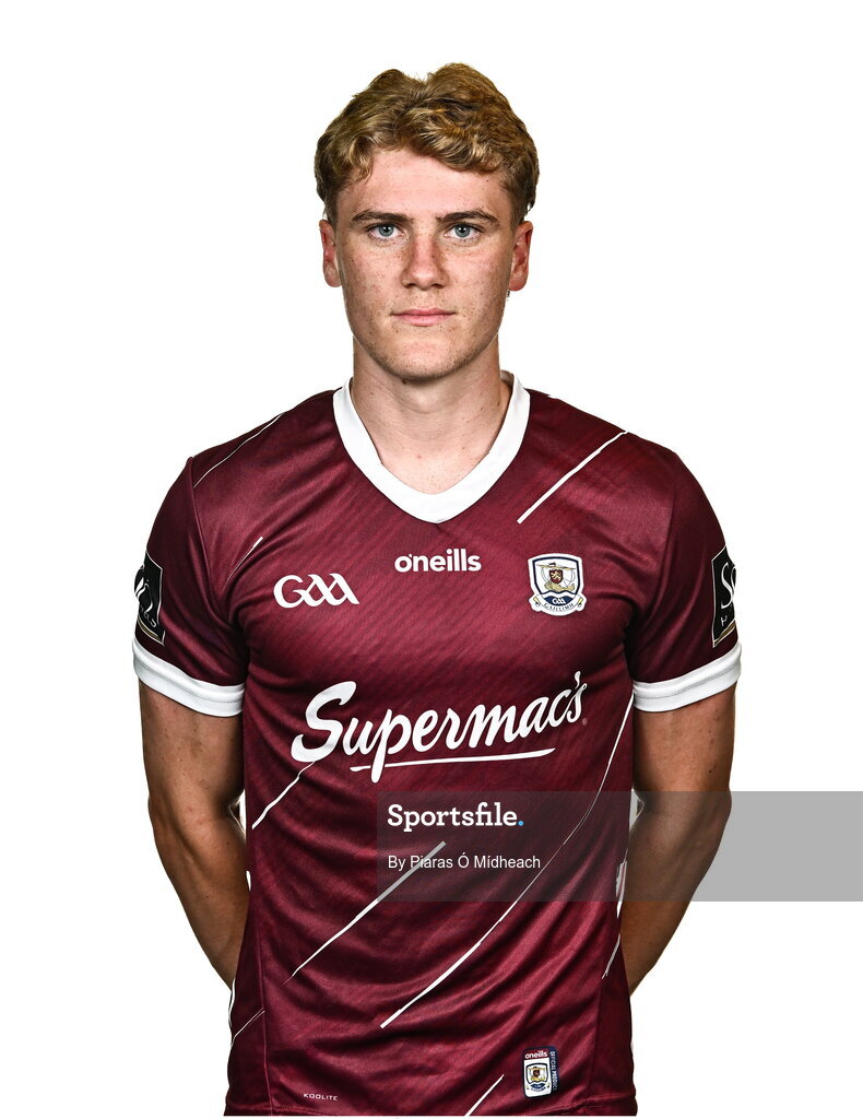 18 July 2024; Sam O'Neill during a Galway football squad portrait session at Pearse Stadium in Galway. Photo by Piaras Ó Mídheach/Sportsfile