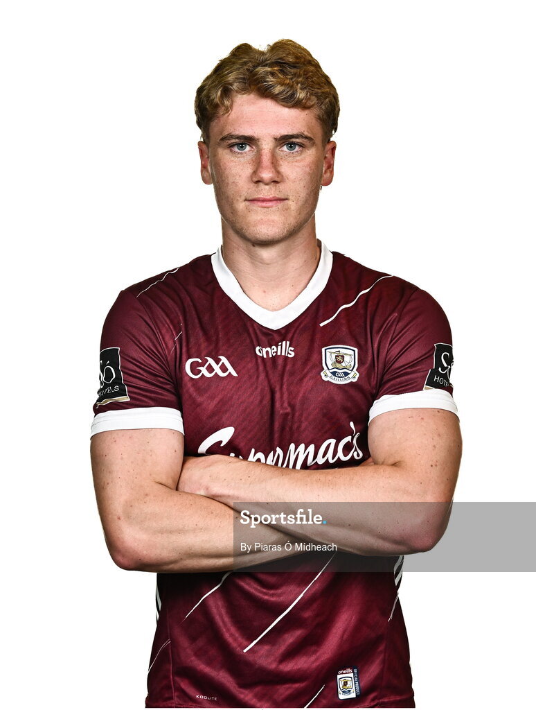 18 July 2024; Sam O'Neill during a Galway football squad portrait session at Pearse Stadium in Galway. Photo by Piaras Ó Mídheach/Sportsfile