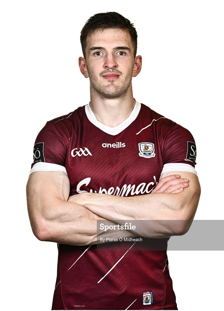 18 July 2024; Cein Darcy during a Galway football squad portrait session at Pearse Stadium in Galway. Photo by Piaras Ó Mídheach/Sportsfile