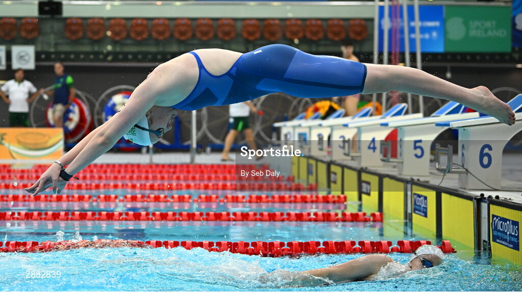 20 July 2024; Grace Davison during a Team Ireland Paris 2024 Aquatics team training session at the National Aquatic Centre on the Sport Ireland Campus in Dublin. Photo by Seb Daly/Sportsfile