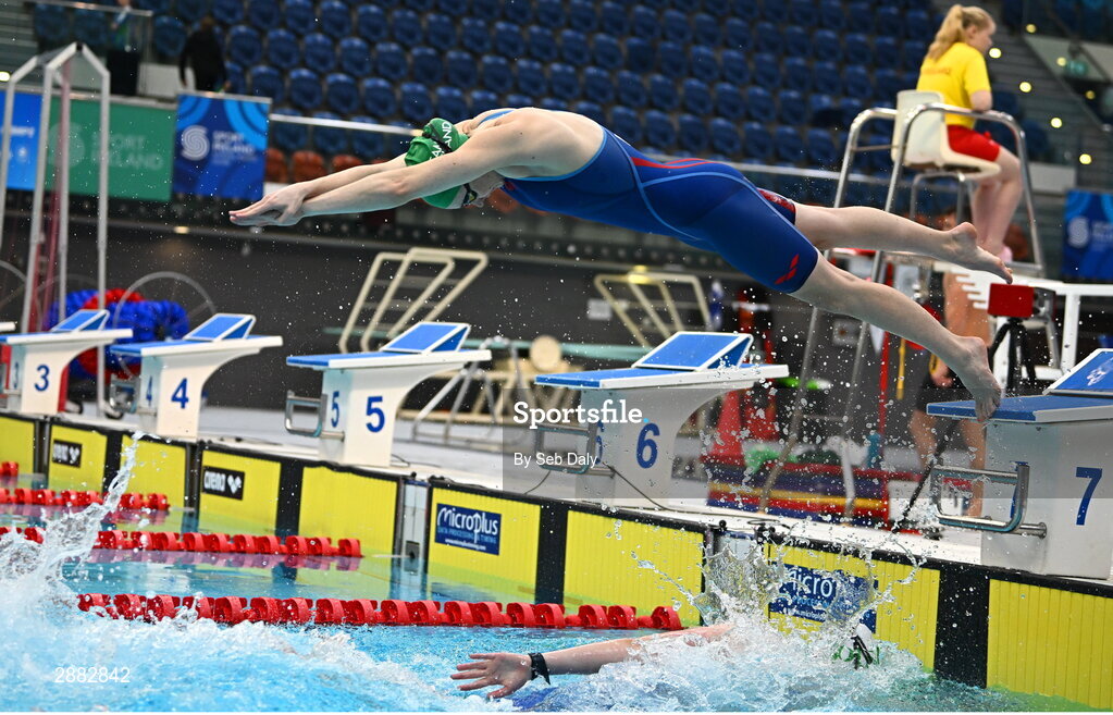 20 July 2024; Erin Riordan during a Team Ireland Paris 2024 Aquatics team training session at the National Aquatic Centre on the Sport Ireland Campus in Dublin. Photo by Seb Daly/Sportsfile