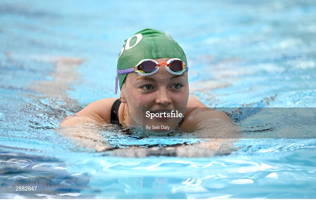 20 July 2024; Mona McSharry during a Team Ireland Paris 2024 Aquatics team training session at the National Aquatic Centre on the Sport Ireland Campus in Dublin. Photo by Seb Daly/Sportsfile