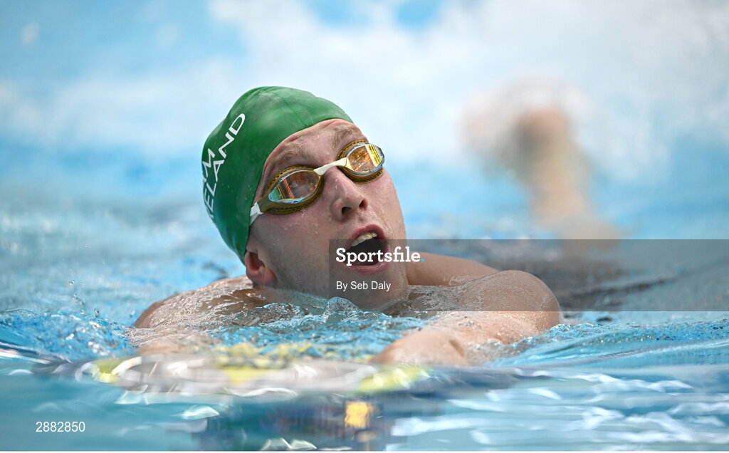 20 July 2024; Daniel Wiffen during a Team Ireland Paris 2024 Aquatics team training session at the National Aquatic Centre on the Sport Ireland Campus in Dublin. Photo by Seb Daly/Sportsfile