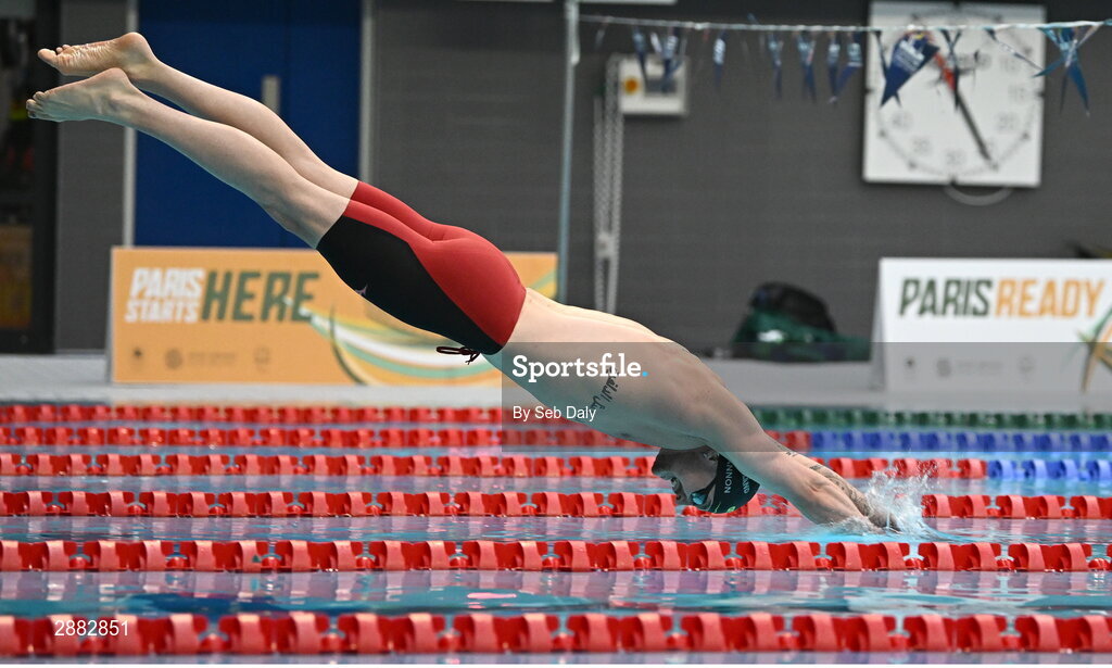 20 July 2024; Tom Fannon during a Team Ireland Paris 2024 Aquatics team training session at the National Aquatic Centre on the Sport Ireland Campus in Dublin. Photo by Seb Daly/Sportsfile