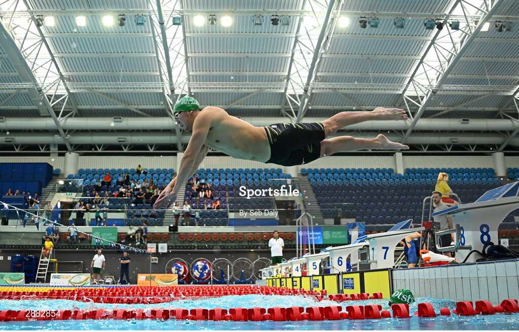 20 July 2024; Darragh Greene during a Team Ireland Paris 2024 Aquatics team training session at the National Aquatic Centre on the Sport Ireland Campus in Dublin. Photo by Seb Daly/Sportsfile