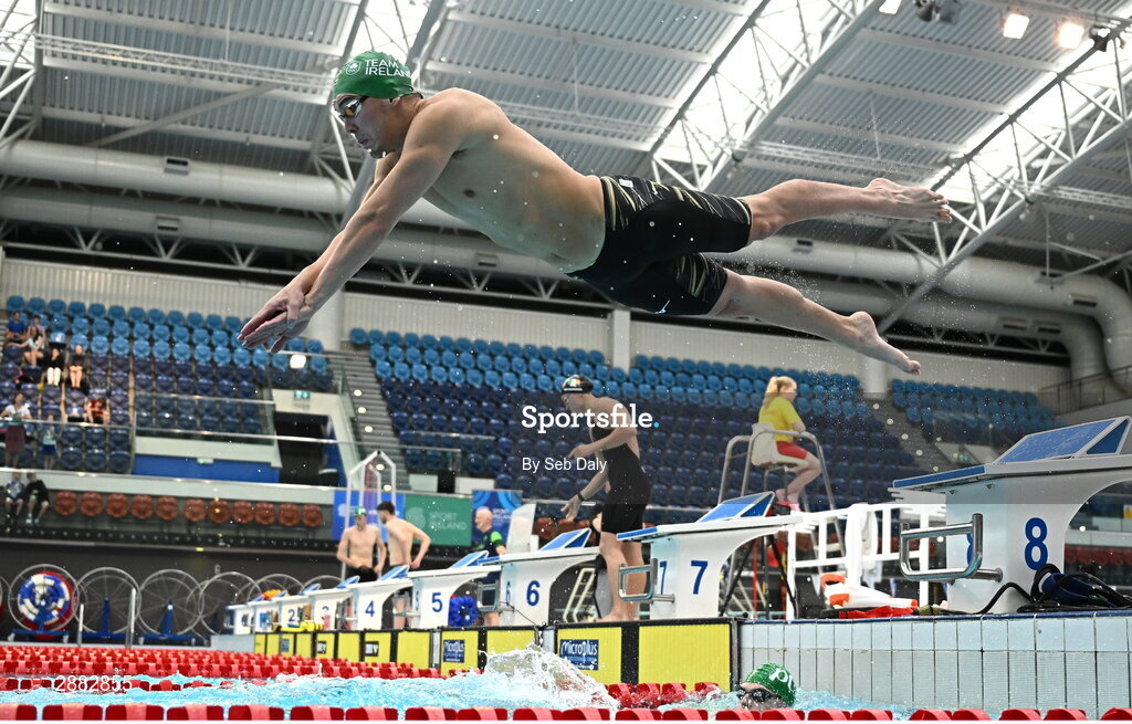20 July 2024; Darragh Greene during a Team Ireland Paris 2024 Aquatics team training session at the National Aquatic Centre on the Sport Ireland Campus in Dublin. Photo by Seb Daly/Sportsfile