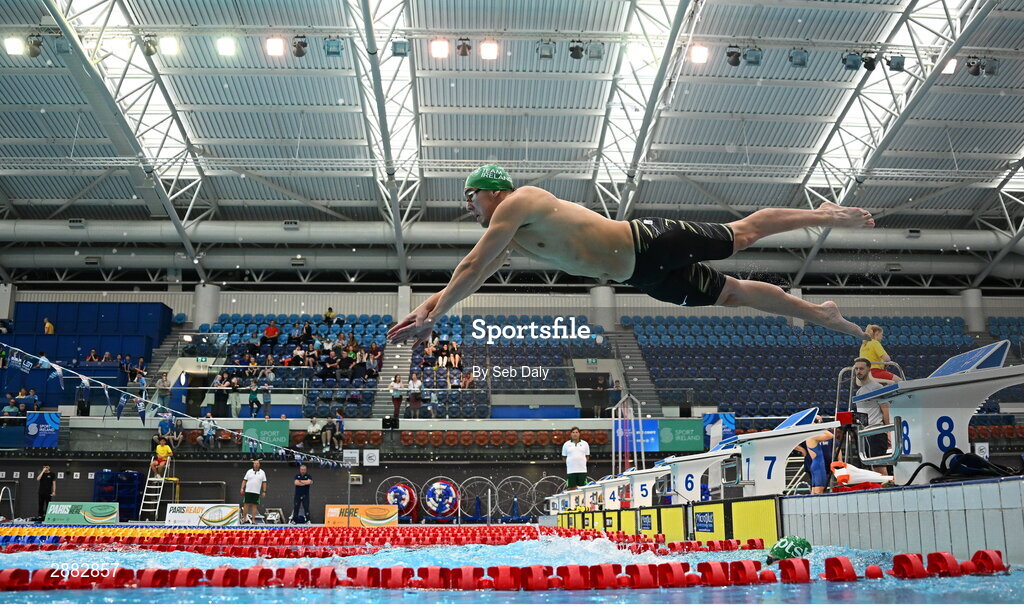 20 July 2024; Darragh Greene during a Team Ireland Paris 2024 Aquatics team training session at the National Aquatic Centre on the Sport Ireland Campus in Dublin. Photo by Seb Daly/Sportsfile
