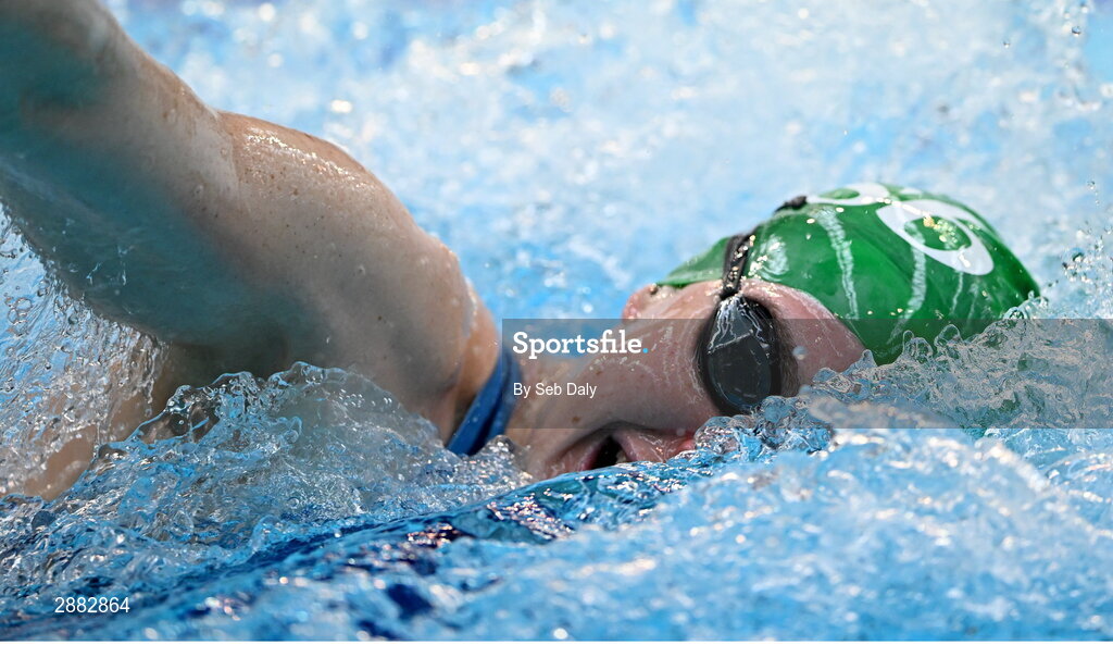 20 July 2024; Erin Riordan during a Team Ireland Paris 2024 Aquatics team training session at the National Aquatic Centre on the Sport Ireland Campus in Dublin. Photo by Seb Daly/Sportsfile