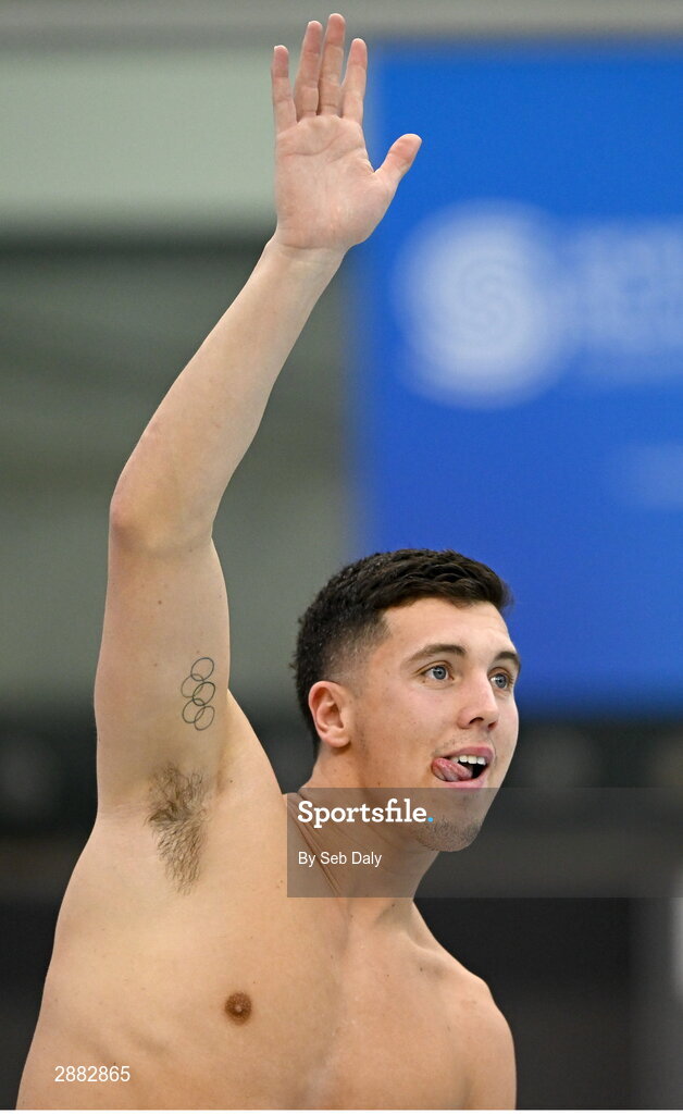 20 July 2024; Darragh Greene during a Team Ireland Paris 2024 Aquatics team training session at the National Aquatic Centre on the Sport Ireland Campus in Dublin. Photo by Seb Daly/Sportsfile