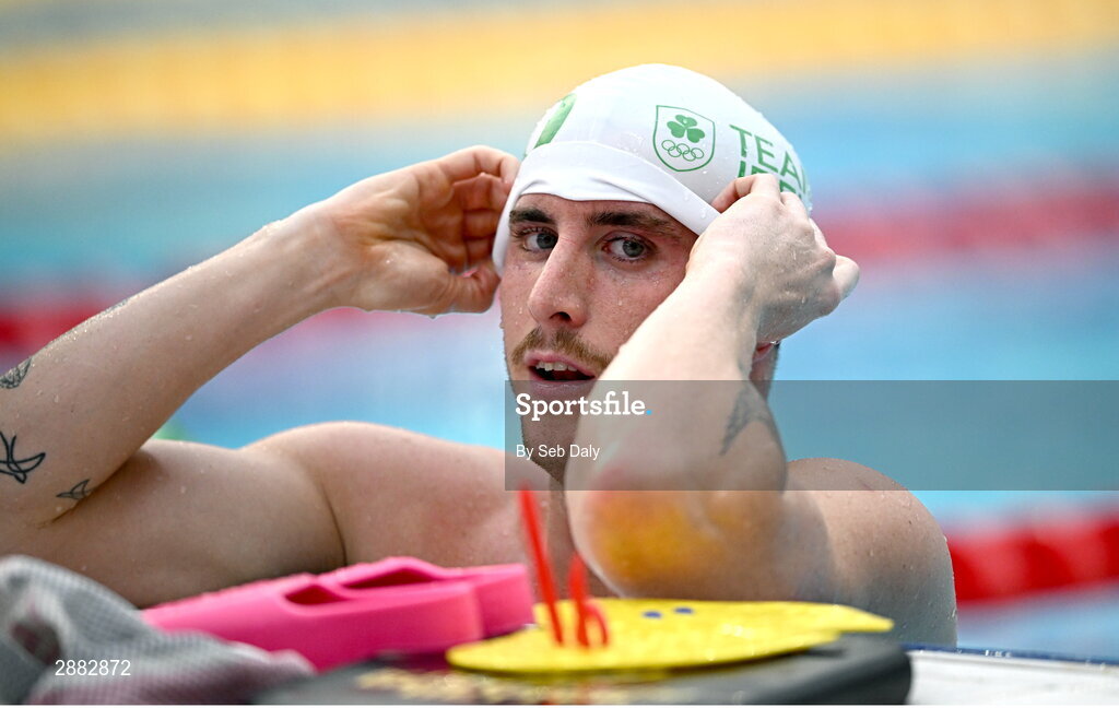 20 July 2024; Max McCusker during a Team Ireland Paris 2024 Aquatics team training session at the National Aquatic Centre on the Sport Ireland Campus in Dublin. Photo by Seb Daly/Sportsfile