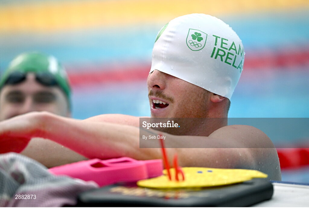 20 July 2024; Max McCusker during a Team Ireland Paris 2024 Aquatics team training session at the National Aquatic Centre on the Sport Ireland Campus in Dublin. Photo by Seb Daly/Sportsfile