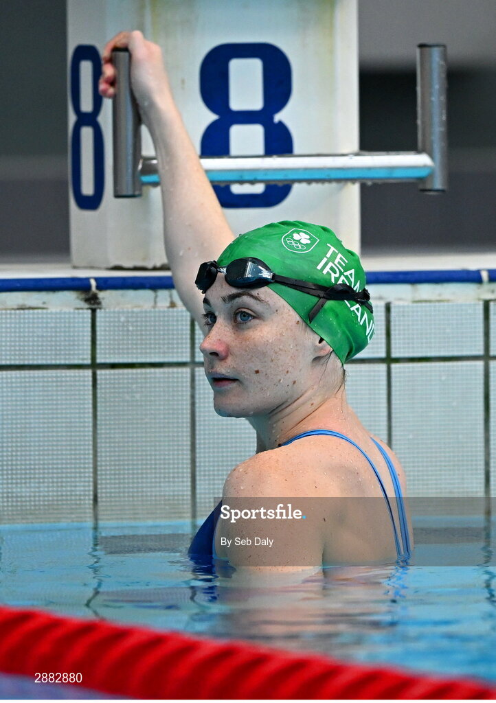 20 July 2024; Erin Riordan during a Team Ireland Paris 2024 Aquatics team training session at the National Aquatic Centre on the Sport Ireland Campus in Dublin. Photo by Seb Daly/Sportsfile